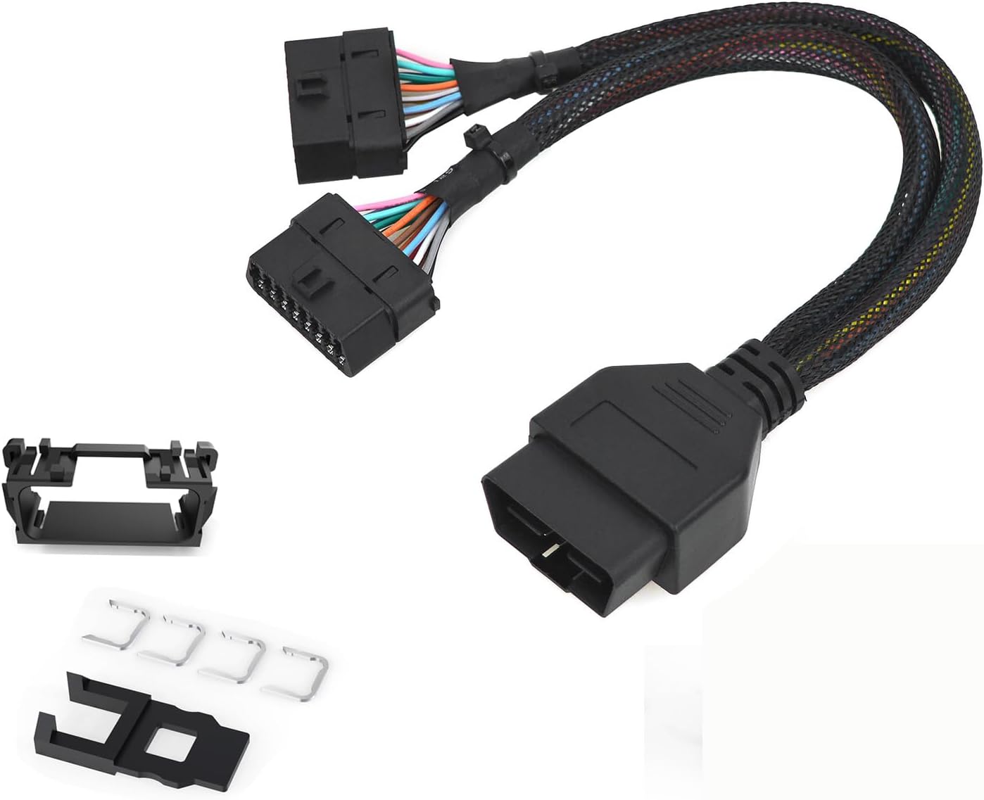 REARMASTER® Harness kit OBD Y Splitter Cable for Toyota&Hyundai&Kia&Tesla&Lexus OBD2 Port,1 Male to 2 Female Extension for GPS Tracker and Automotive Diagnostic Devices