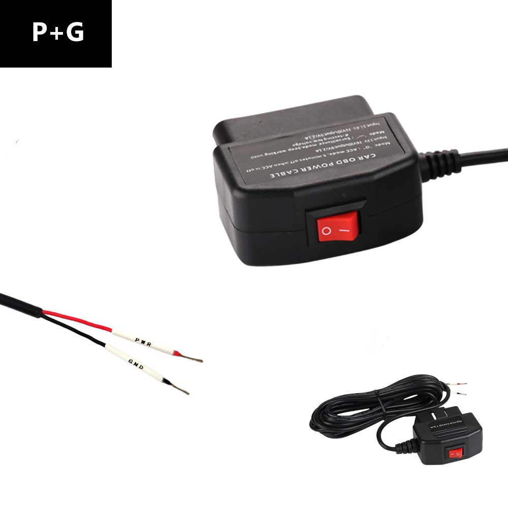 Rearmaster  OBD Power Cable for Dash Camera,24 Hours Surveillance / Acc Mode with Switch Button(Power and ground wire)