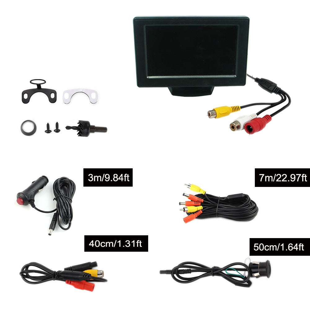 Rearmaster Easy Installation 12V Car Backup Camera and Monitor Kit with RCA connection,Power On/Off Button Integrated in Cigarette Lighter,Two Installations Camera + 4.3 inch Desktop Monitor