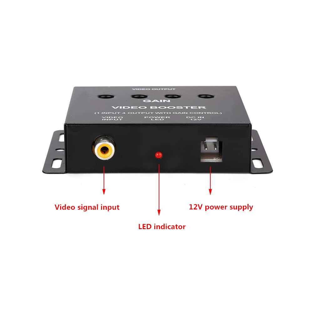 Rearmaster 4-CH Car Video Splitter Signal Distributor for Car Headrest DVD video 1 RCA in 4 RCA out