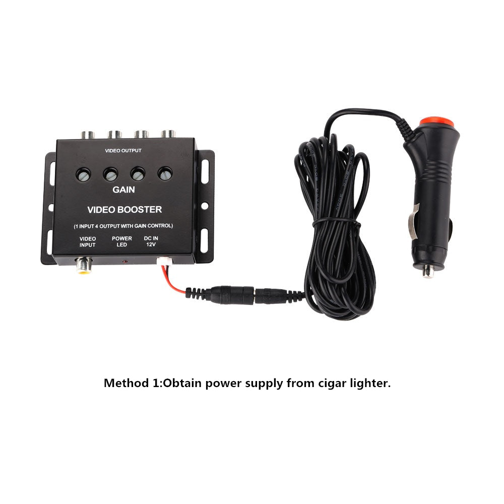 Rearmaster 4-CH Car Video Splitter Signal Distributor for Car Headrest DVD video 1 RCA in 4 RCA out