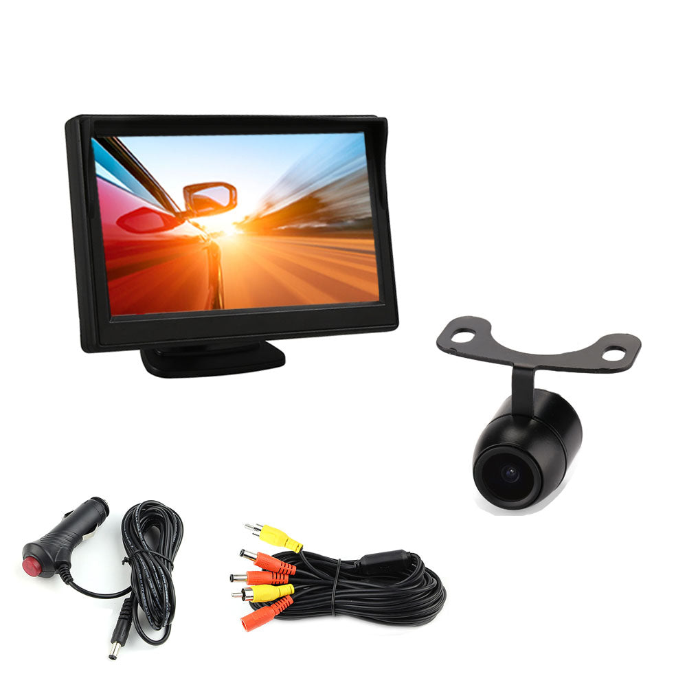 Rearmaster Easy Installation 12V Car Backup Camera and Monitor Kit with RCA connection,Power On/Off Button Integrated in Cigarette Lighter,Two Installations Camera + 4.3 inch Desktop Monitor