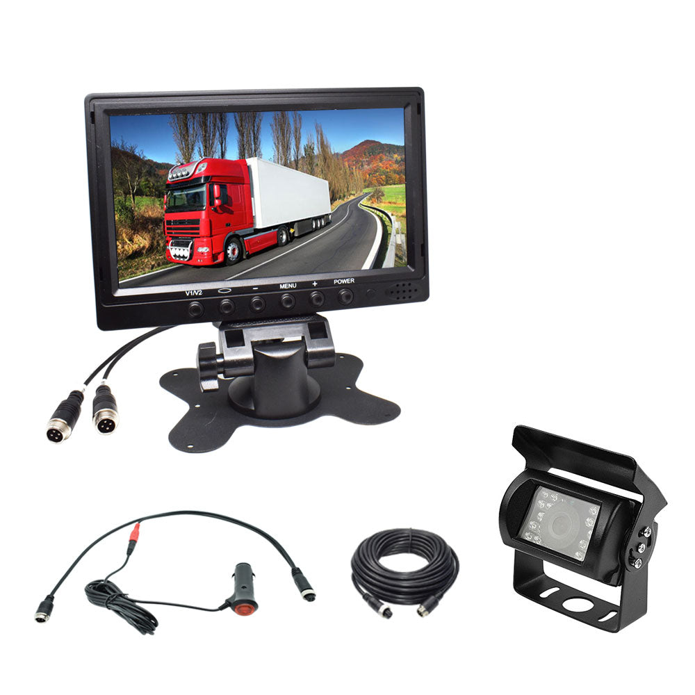 Rearmaster Backup Camera Kit,7 Inch Monitor Screen With 18 LED Night Vison Rear View Camera For Large Vehicles Truck/Trailer/Pickup/RV/Van/Bus/Motor Home/Harveste