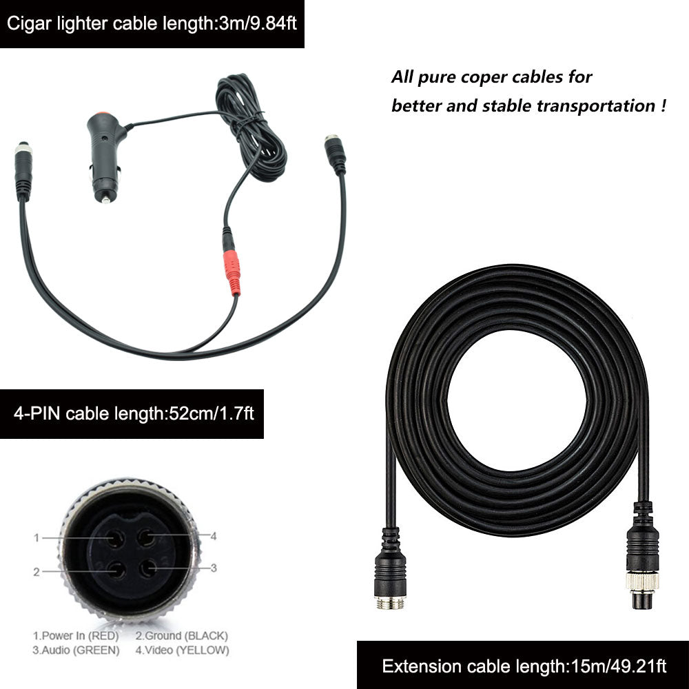 Rearmaster Backup Camera Kit,7 Inch Monitor Screen With 18 LED Night Vison Rear View Camera For Large Vehicles Truck/Trailer/Pickup/RV/Van/Bus/Motor Home/Harveste