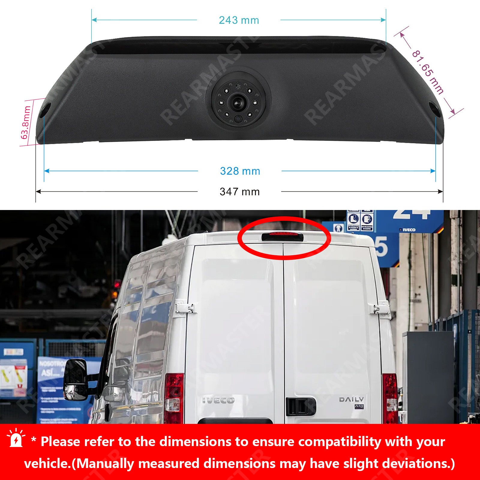REARMASTER HD Brake Light Reversing Camera For Iveco Daily 2011-2014 Van