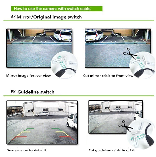 Rearmaster License Plate Camera Support Mirrored/Non-mirrored Switch,Guideline On/Off