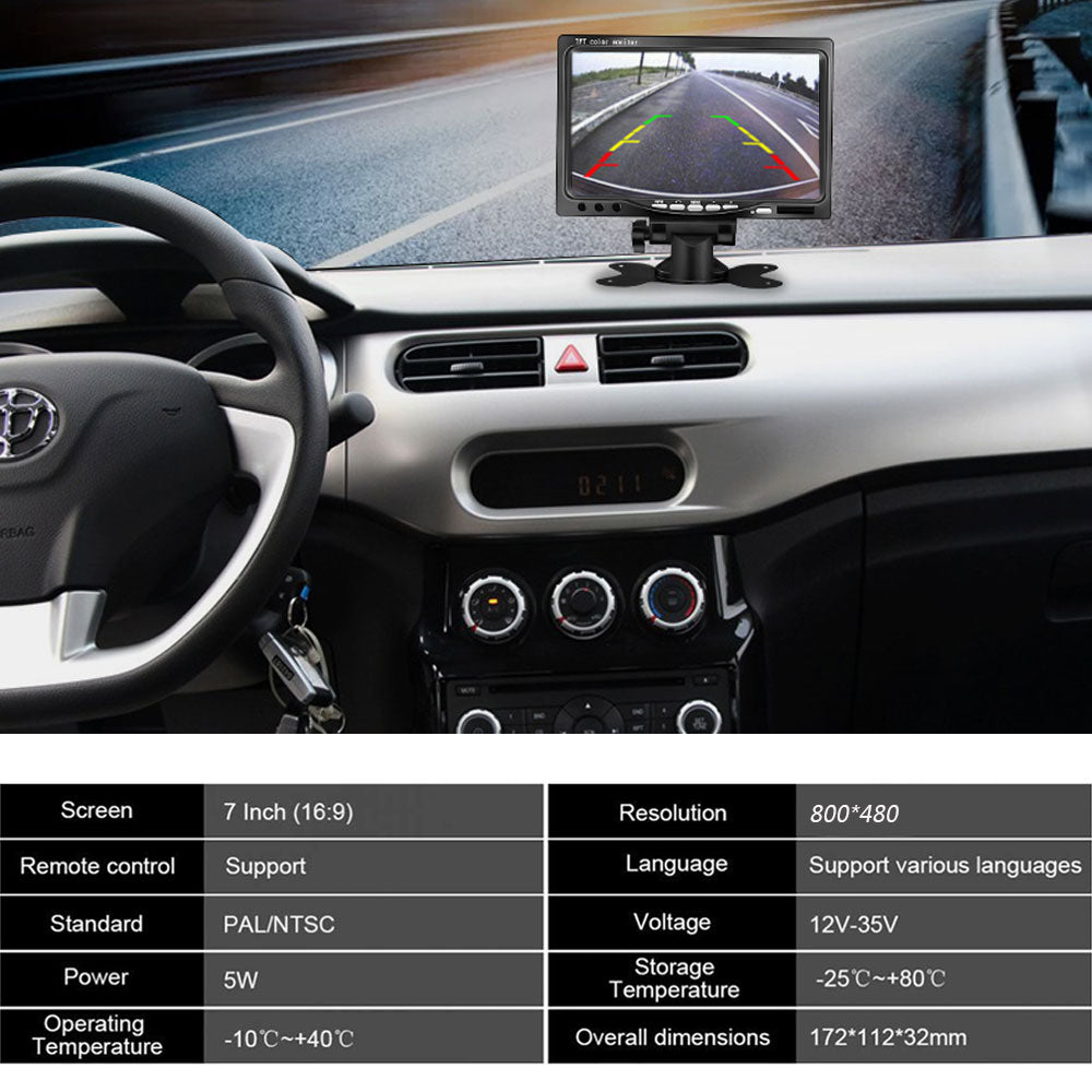 Rearmaster Backup Camera Kit,7 Inch Monitor Screen With 18 LED Night Vison Rear View Camera For Large Vehicles Truck/Trailer/Pickup/RV/Van/Bus/Motor Home/Harveste