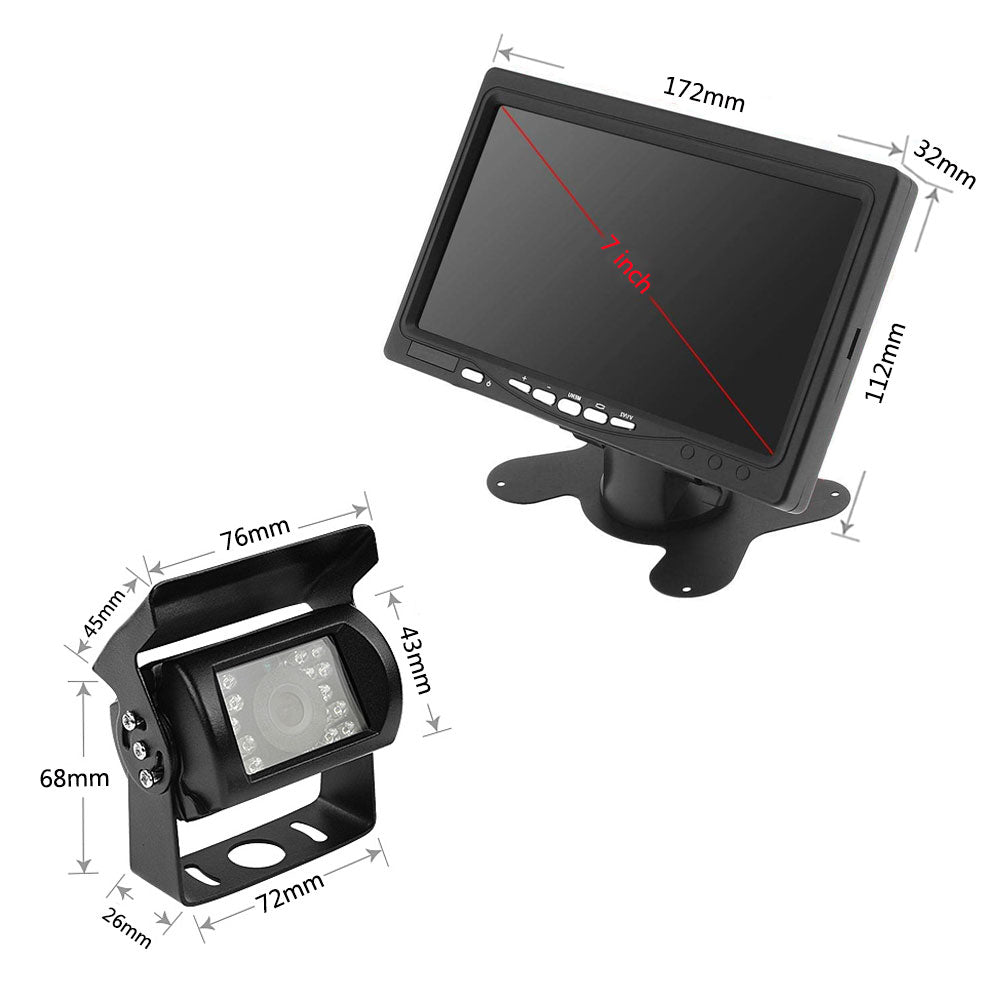 Rearmaster Backup Camera Kit,7 Inch Monitor Screen With 18 LED Night Vison Rear View Camera For Large Vehicles Truck/Trailer/Pickup/RV/Van/Bus/Motor Home/Harveste