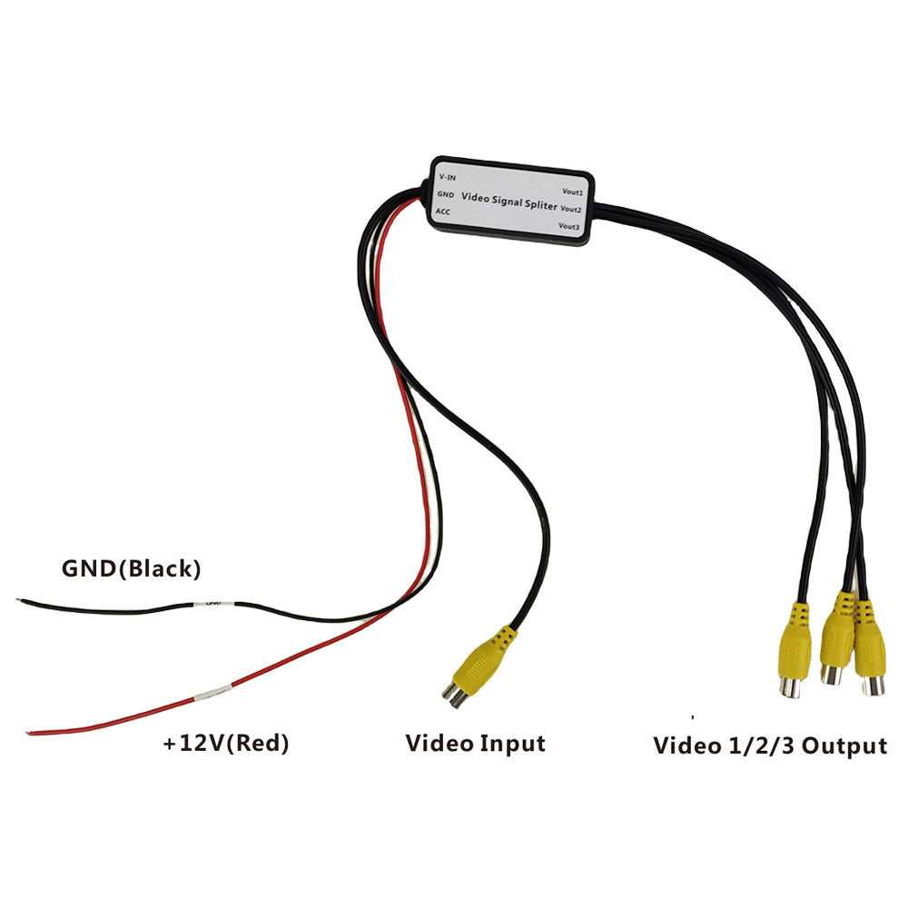 Rearmaster 3-CH Car Video Splitter Signal Distributor for Car Headrest DVD video 1 RCA in 3 RCA out