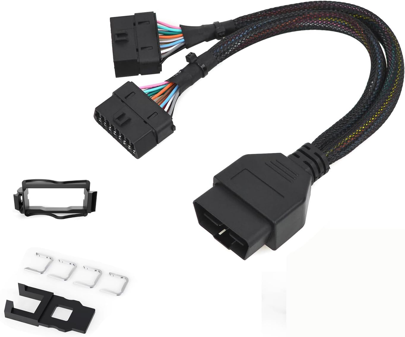 Harness kit OBD Y Splitter Cable for CITROEN&PEUGEOT&FIAT &RENAULT&OPEL&DACIA&IVECO OBD2 Port,1 Male To 2 Female Extension for GPS Tracker and Automotive Diagnostic Devices