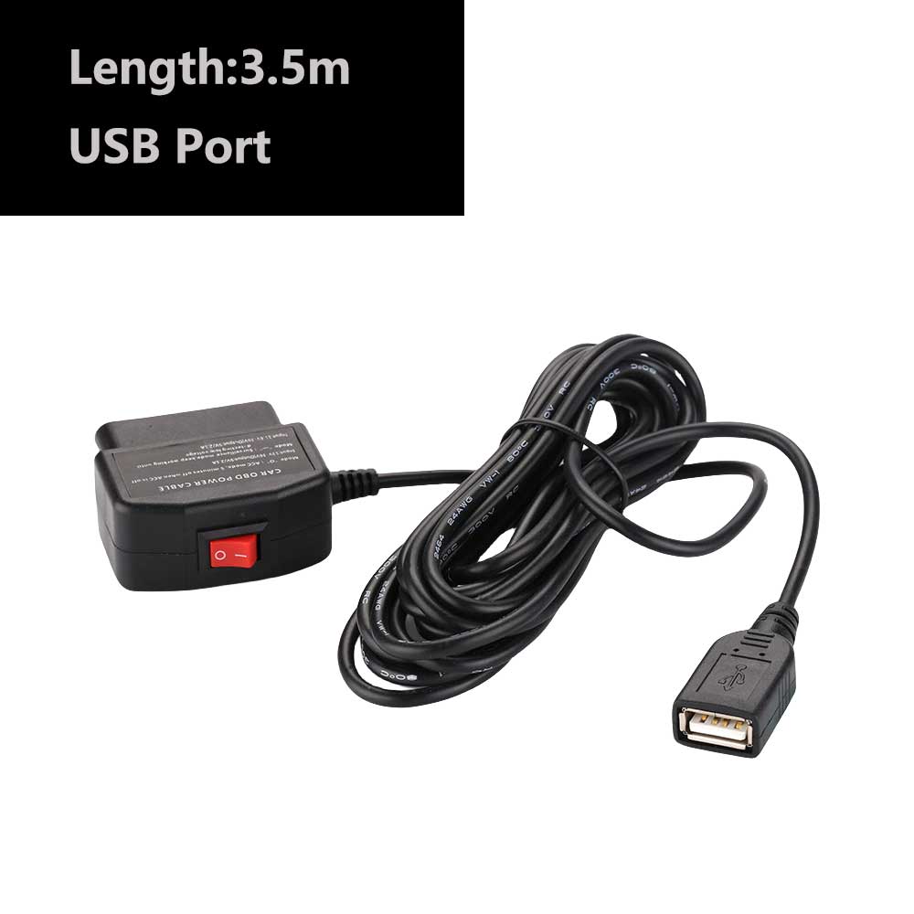 Rearmaster  OBD Power Cable for Dash Camera,24 Hours Surveillance / Acc Mode with Switch Button(USB Port)