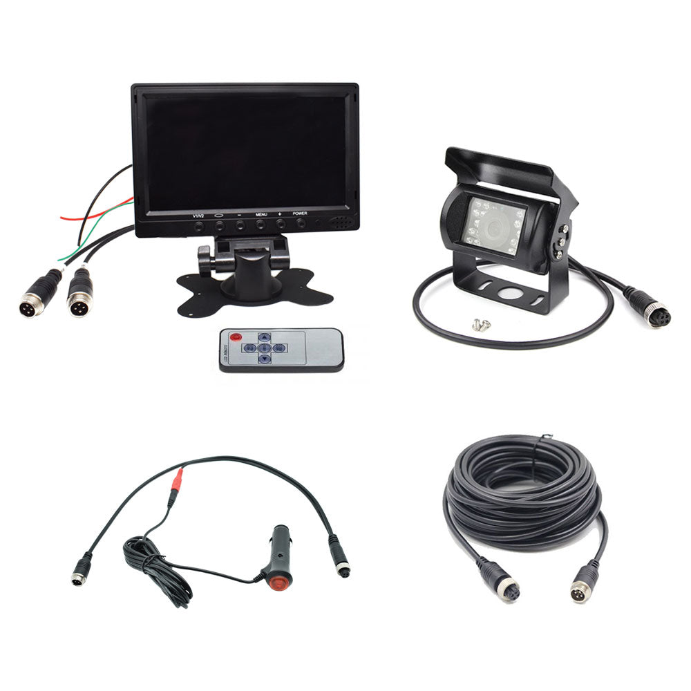 Rearmaster Backup Camera Kit,7 Inch Monitor Screen With 18 LED Night Vison Rear View Camera For Large Vehicles Truck/Trailer/Pickup/RV/Van/Bus/Motor Home/Harveste