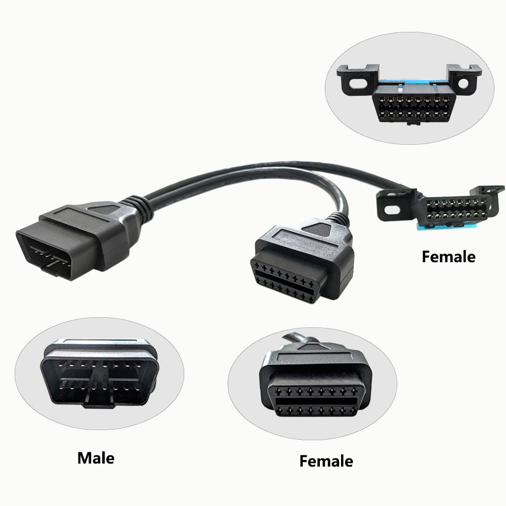 Rearmaster  OBD Y Splitter Cable, 1 Male to 2 Female Extension for GPS Tracker and Automotive Diagnostic Devices