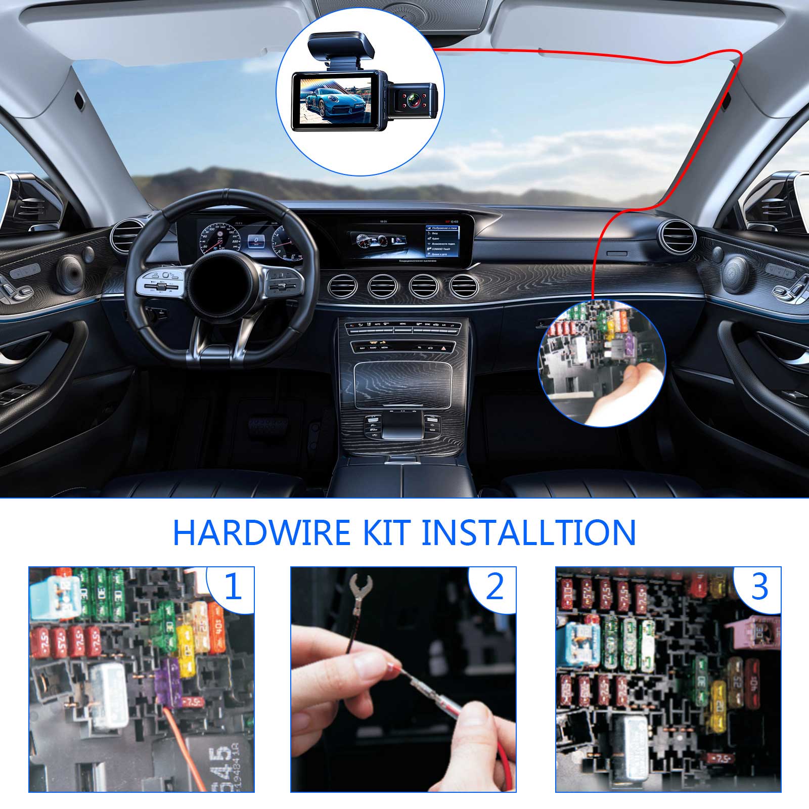 Rearmaster Hardwire Kit 12V-24V to 5V Dash Cam Cable