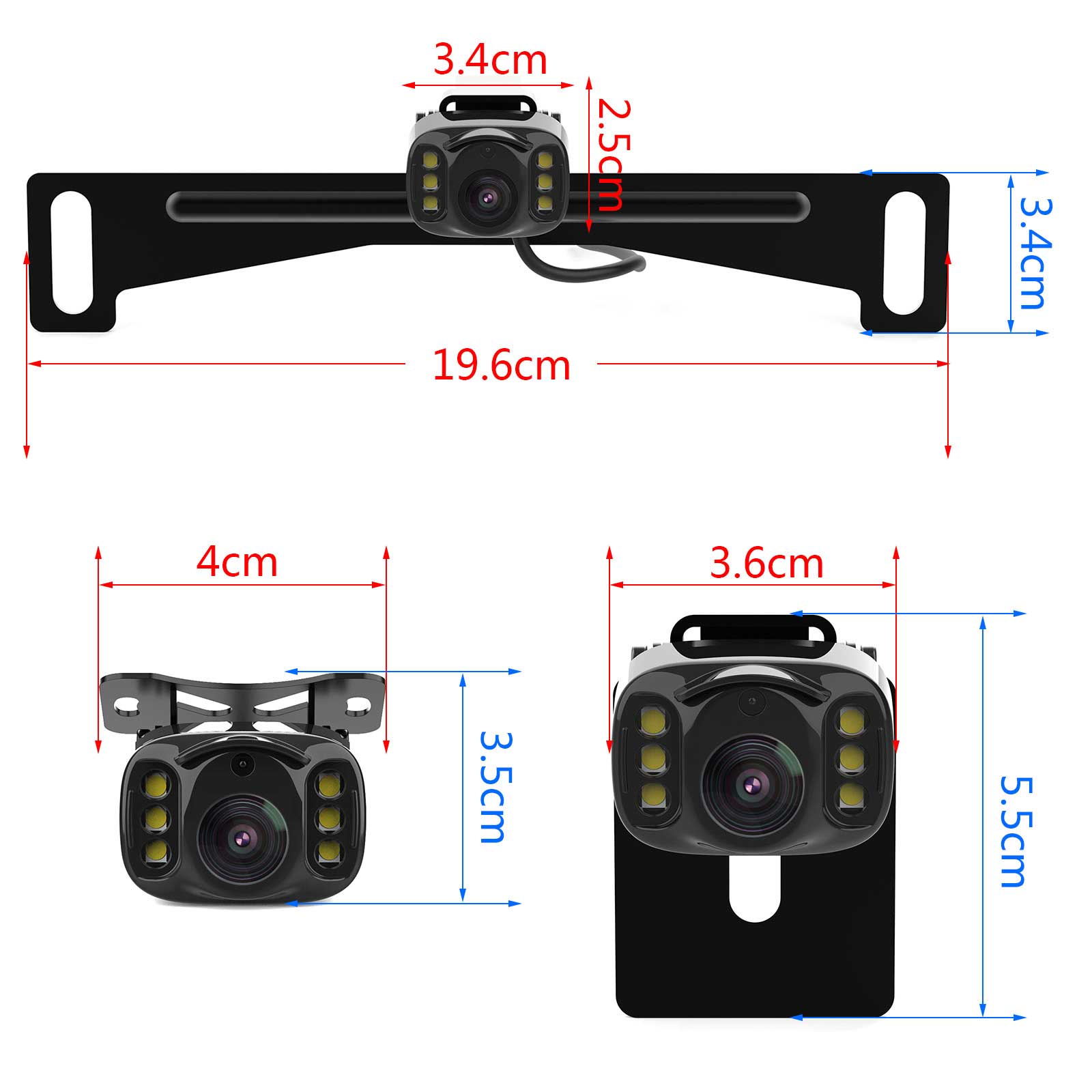 Rearmaster License Plate Camera Support Mirrored/Non-mirrored Switch,Guideline On/Off