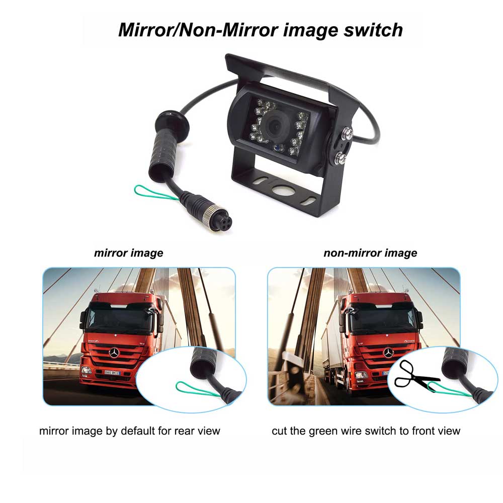 Rearmaster Backup Camera Kit,7 Inch Monitor Screen With 18 LED Night Vison Rear View Camera For Large Vehicles Truck/Trailer/Pickup/RV/Van/Bus/Motor Home/Harveste
