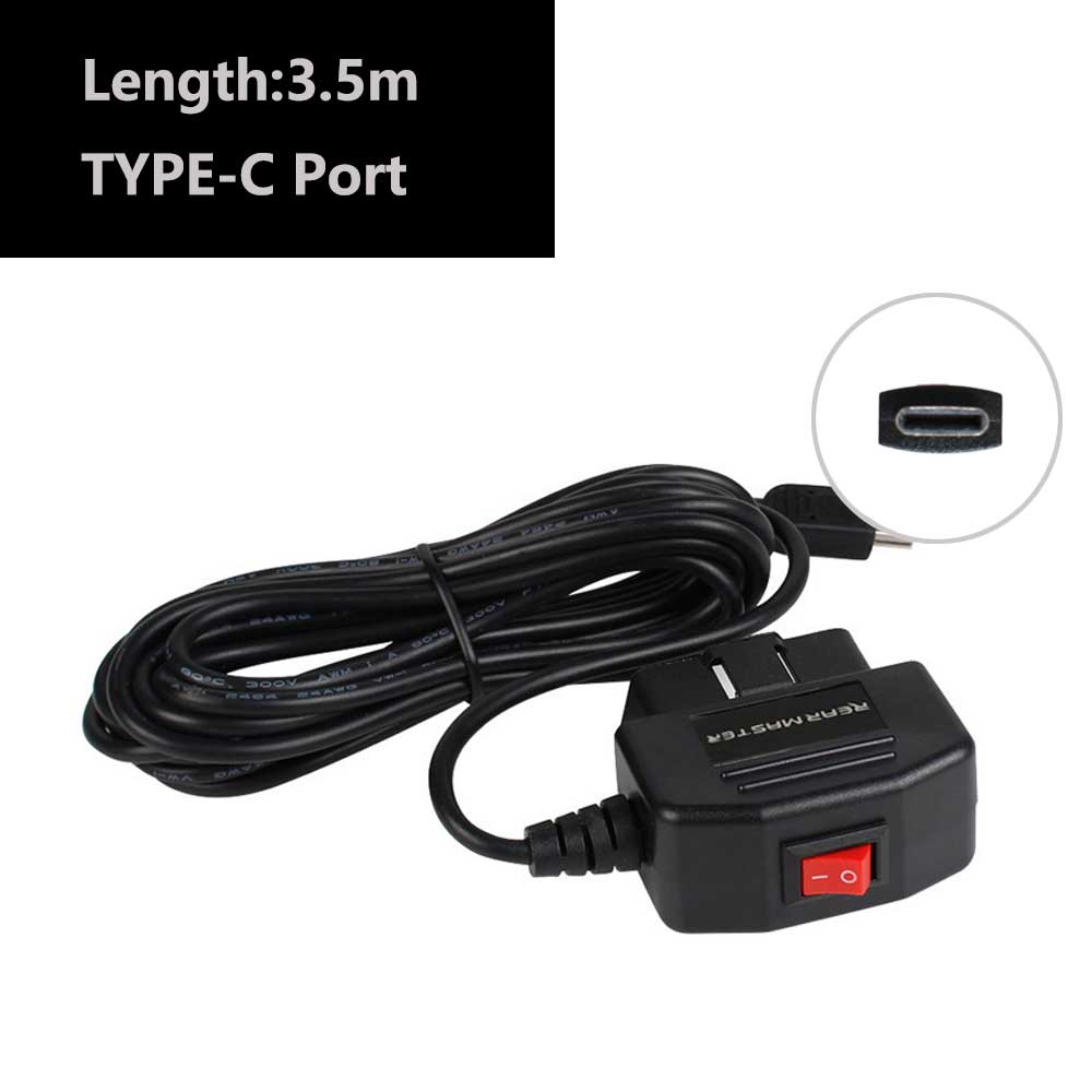 Rearmaster  OBD Power Cable for Dash Camera,24 Hours Surveillance / Acc Mode with Switch Button(TYPE-C Port)