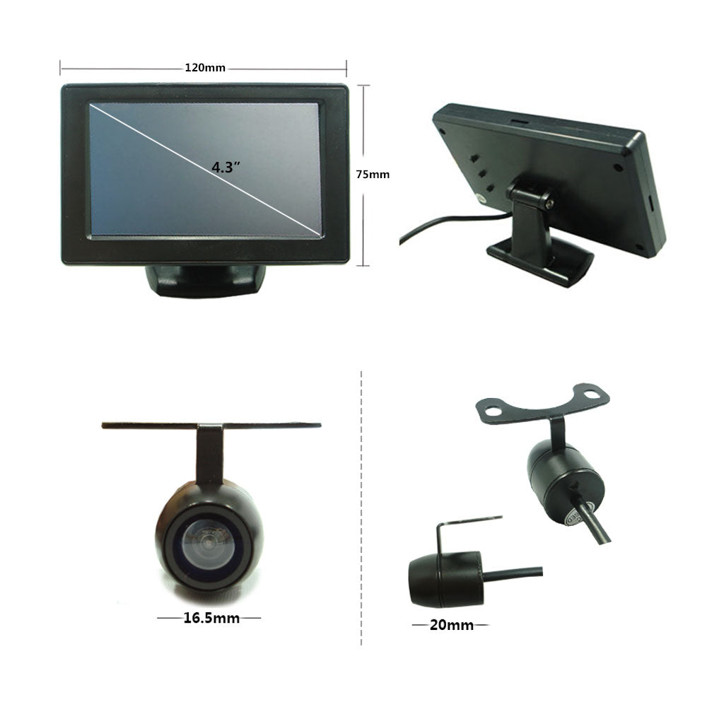 Rearmaster Easy Installation 12V Car Backup Camera and Monitor Kit with RCA connection,Power On/Off Button Integrated in Cigarette Lighter,Two Installations Camera + 4.3 inch Desktop Monitor