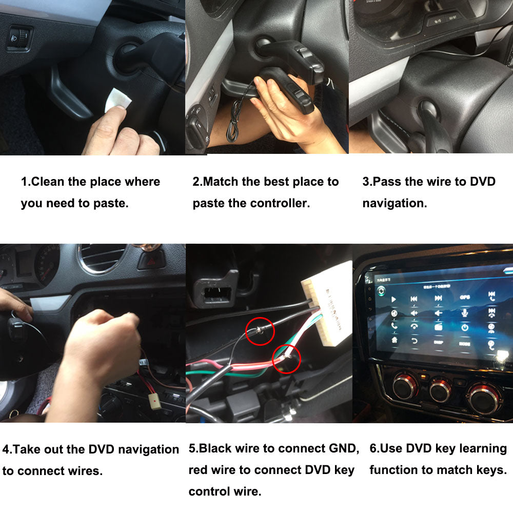 Rearmaster Steering Wheel Mounted Control, Universal for Universal Car Stereo DVD Player GPS Navigation System with Key Learning Function