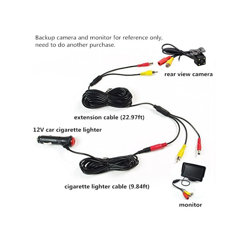 Rearmaster  12V/24V Cigarette Lighter Power Supply Kit for Car Rear View Camera and Monitor with RCA Connection