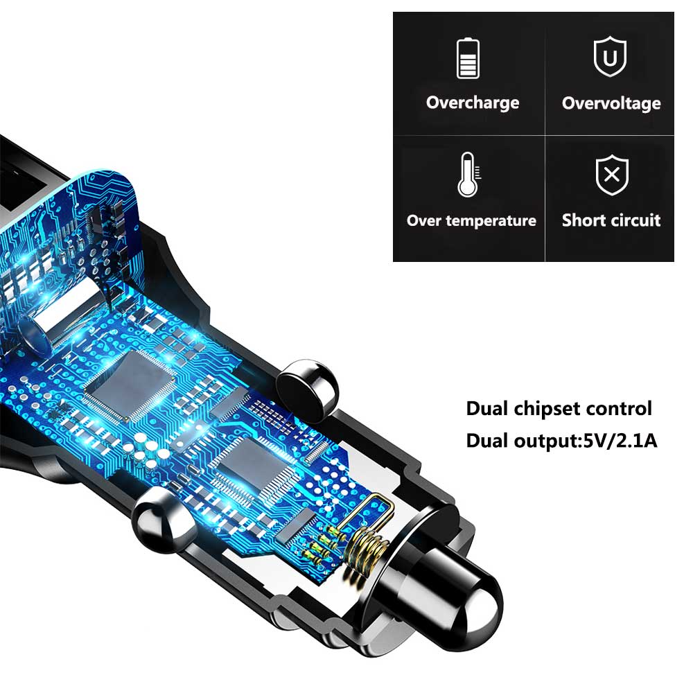 Rearmaster  Car Charger Cigarette Lighter Power Cable for Dash Camera, with USB Charger and Switch Button (Mini USB) 11.5ft